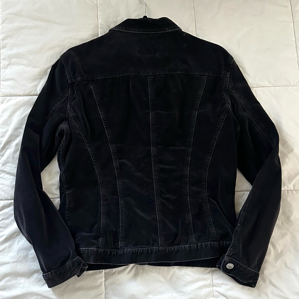 VINTAGE Y2K CASUAL BLACK COTTON VELVET JACKET SIZE-L, fits smaller like a M - Picture 7 of 9